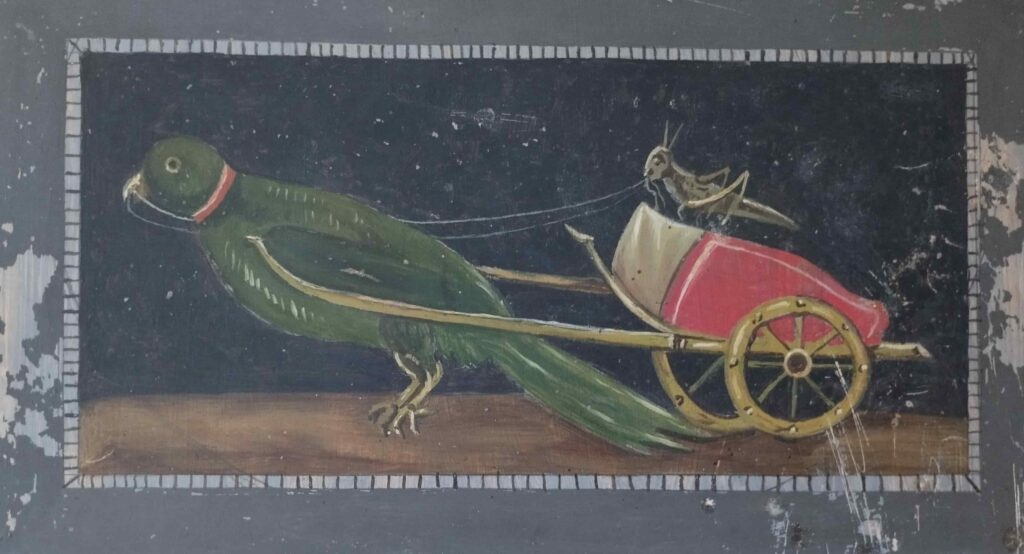 Biga, cavalletta e uccello